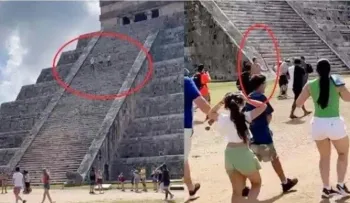 Turista polaco sube al Castillo de Chichén Itzá en México y lo "castigan"