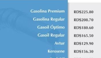Suben RD$5:00 al precio gasolina premium y RD$4:00 a la regular; GLP y el GN invariable