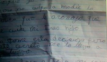 Mujer se suicida y pide que cuiden a sus hijos en una carta