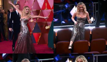 Jennifer Lawrence llama mucho la atención en los Ã"scar, por su extraño comportamiento