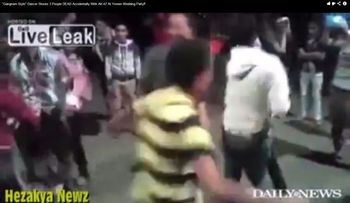 Video: mientras bailaban Gangnam Style en boda, se dispara accidentalmente con AK47