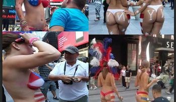 Mujeres desnudas exhibiéndose frente consulado RD en NY traen controversia