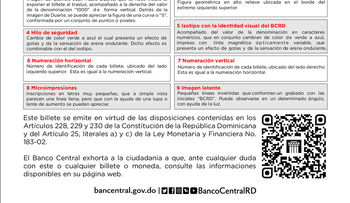 BCRD informa que a partir del viernes 18 de noviembre circulará un billete de RD$1,000.00 pesos año 2021