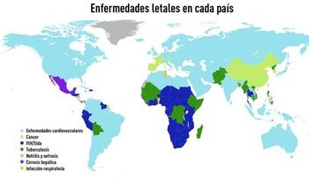 Mapamundi de enfermedades: De qué es más posible morir dependiendo de dónde se vive 