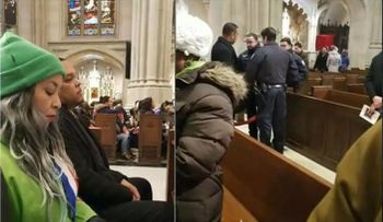 Seguridad primera dama intenta sacar activistas de Marcha Verde de misa a La Altagracia en NY