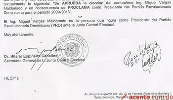 JCE confirma mandato de Miguel Vargas concluyó