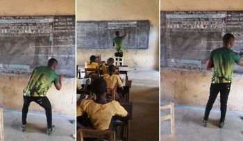 El profesor de Ghana que enseña informática en una pizarra y sin computadoras es todo una SENSACION