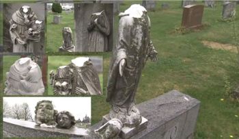 Decapitan docenas de estatuas y efigies en icónico cementerio de Nueva Jersey   