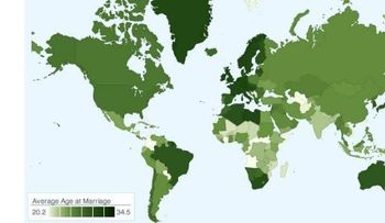Mapa: A qué edad se casa la gente en el mundo
