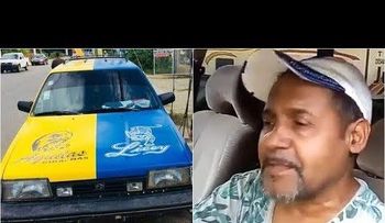 Un hombre pinta el carro de dos colores por apuesta con su esposa aguilucha
