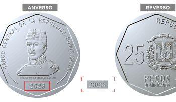 BCRD emite monedas de RD$25.00, año 2023