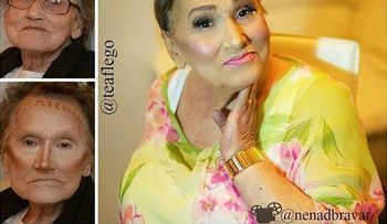 Abuela se convierte en sensación después de que nieta la maquilla