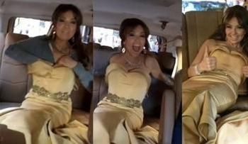Thalía se cambió de vestido en el auto, su marido la filmó y el video es furor en Instagram