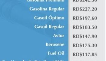 Rebajan precios de los combustibles entre RD$1.00 y RD$5.00, menos el gas natural 