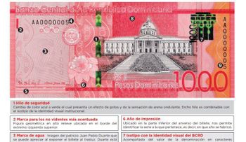 Banco Central pondrá a circular a partir de este lunes 13 de septiembre, billete de RD$1,000, serie 2020