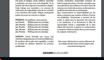 El BCRD convoca al concurso anual de economía biblioteca Juan Pablo Duarte, Año 2017