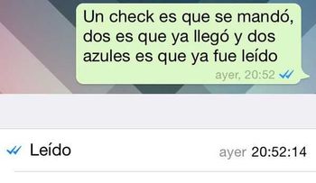 Doble check azul de WhatsApp indica que el mensaje se ha leído  