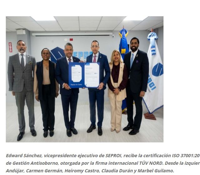 SEPROI, filial de Banreservas, obtiene certificación antisoborno ISO 37001