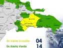 COE mantiene cuatro provincias en alerta amarilla y eleva a 14 en alerta verde por onda tropical