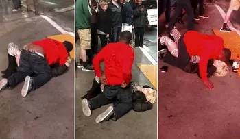 Un hombre sin escrúpulo abusa de una joven ebria en una calle de Las Vegas sin que nadie intervenga