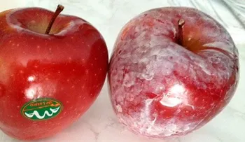 Moja con agua caliente tus manzanas, y ve si esta cera cancerígena aparece