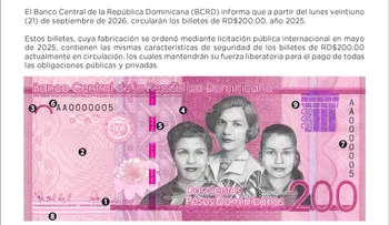 Banco Central emite billete de RD$200, año 2025