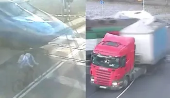 Increíble: un ciclista y un conductor se salvan tras ser arrollados por trenes
