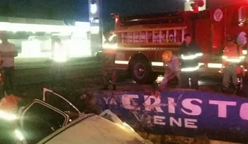 Yipeta accidentada en Bonao donde murieron tres personas quedó frente a letrero: "Ya Cristo Viene"