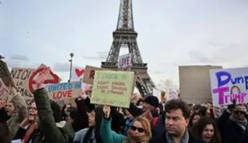 Multitudinaria protesta contra Trump en Francia
