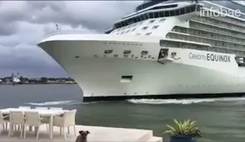 Pánico de una familia al ver cómo se aproximaba un crucero a su mansión de lujo