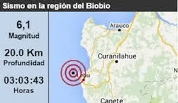 Registran sismo de 6,1 en Chile