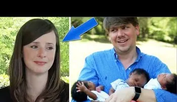 Una mujer blanca tiene triillizos negros, pero la reacción de su marido es bella