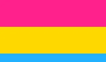 Pansexualidad, formada por tres bandas de color rosa, amarillo y azul