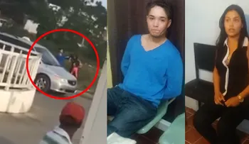 Momento en que hombre intenta matar a su mujer con su hijo en brazo