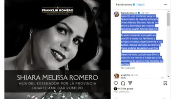 Falleció este domingo la joven Shiara Melisa Romero Gorge, hija del exsenador por la provincia Duarte, Amílcar Romero.