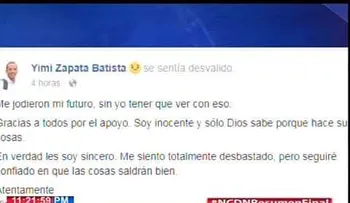 â??Me jodieron mi futuroâ?; dice Yimi Zapata, enviado a la cárcel