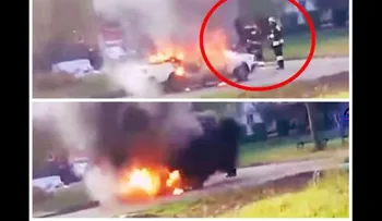Video: Auto en llamas
