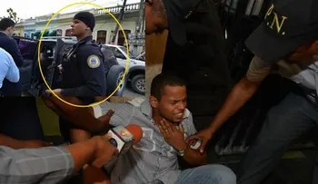 Policía le da trompada a camarógrafo cubría audiencia en caso Moncada