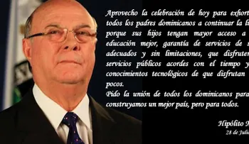 Hipólito Mejía exhorta padres luchar porque sus hijos tengan una mejor educación 