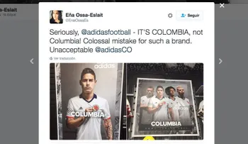It Colombia, not Columbia: hasta el patrocinador de la selección confunde el nombre
