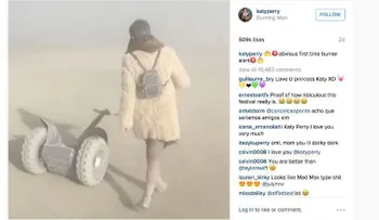 Katy Perry resbala de su Segway en el desierto y publica la escena en Instagram