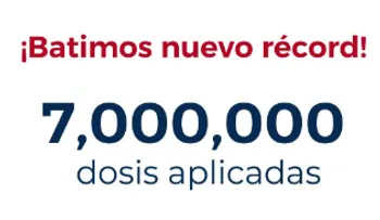 Gobierno bate récord al aplicar más de 7 millones de dosis contra el COVID-19 