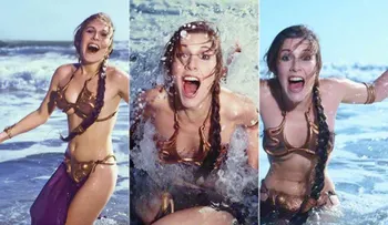 La sesión de fotos de Carrie Fisher como Leia en la playa arrasa en Internet  