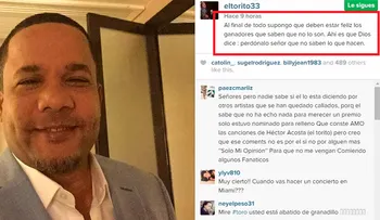 Héctor Acosta â??El Toritoâ? se desahoga después de los Premios Soberano