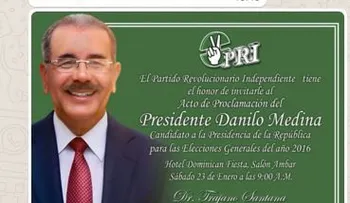 El PRI proclamará este sábado al presidente Danilo Medina  