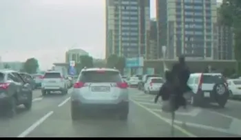 Hombre vence el tráfico en hora pico montando un avestruz   