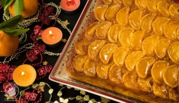 Excelente receta de tarta-bizcocho invertido de mandarinas con caramelo y yogur