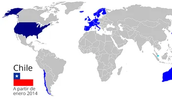 Mapa países donde dominicanos pueden viajar sin visa