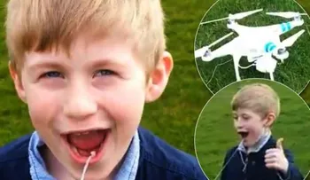 Le saca un diente a su hijo usando un helicóptero a control remoto