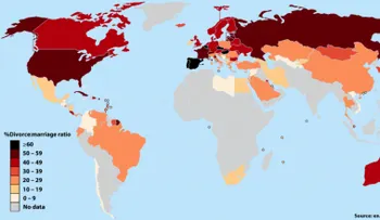 Chile es el país donde menos parejas se divorcian con un 3%